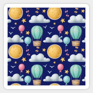 Sleeping pattern with balloons, moon and stars Magnet